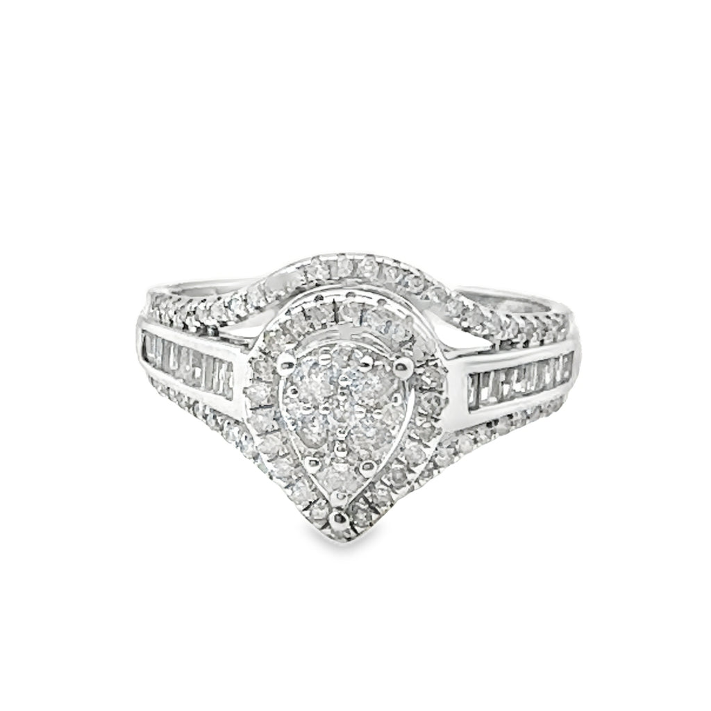 0.50Ct 10K White Gold Diamond Engagement Ring Size 7 2.1Dwt