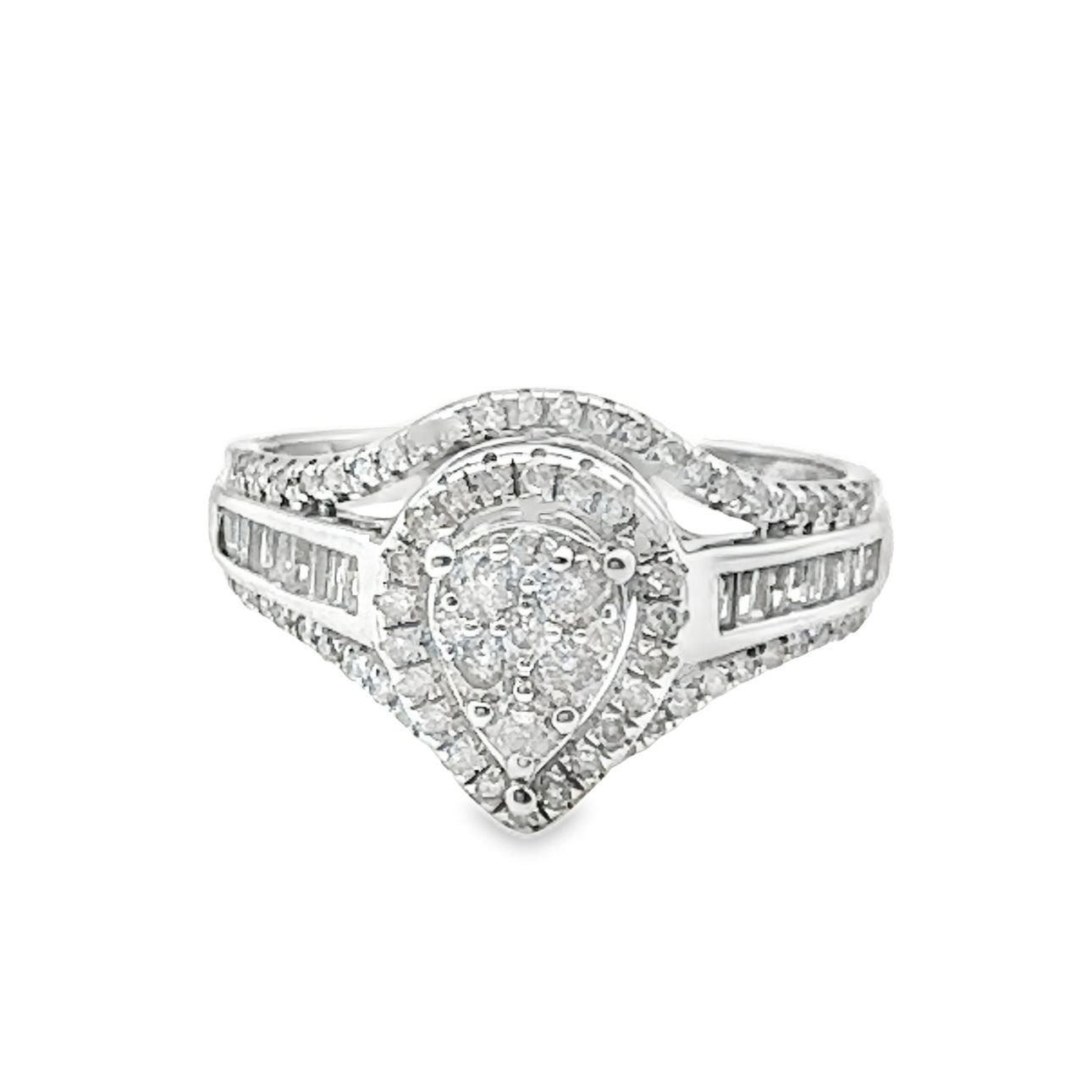 0.50Ct 10K White Gold Diamond Engagement Ring Size 7 2.1Dwt