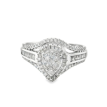 0.50Ct 10K White Gold Diamond Engagement Ring Size 7 2.1Dwt