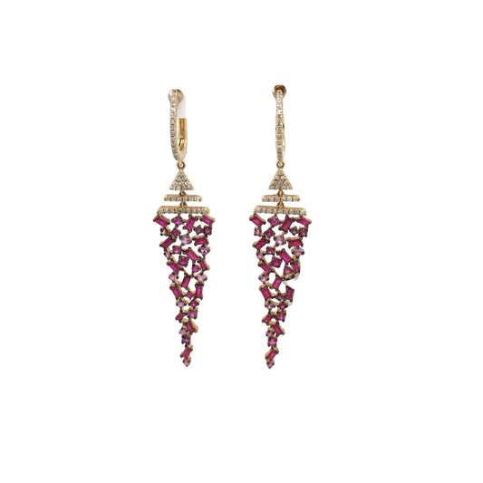 0.23Ctw Diamond 14K Rose Gold Earrings W Pink Sapphire