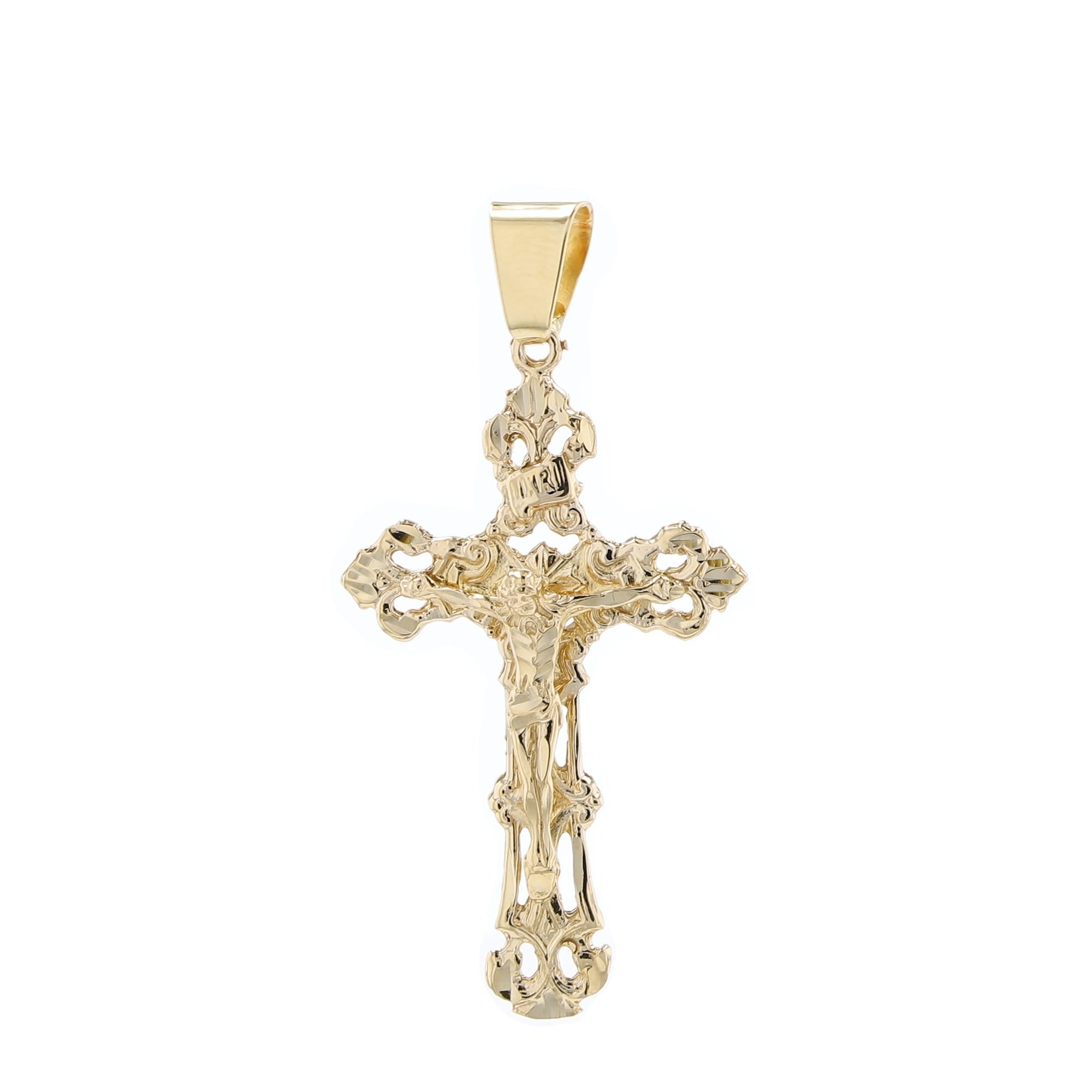 10K Yellow Gold Free Form Crucifix Pendant 3.5Dwt