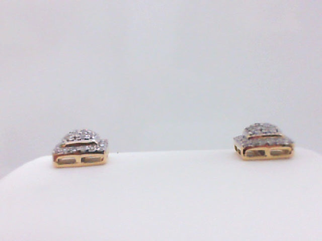 0.15Ctw 10K Yellow Gold Diamond Square Stud Earrings