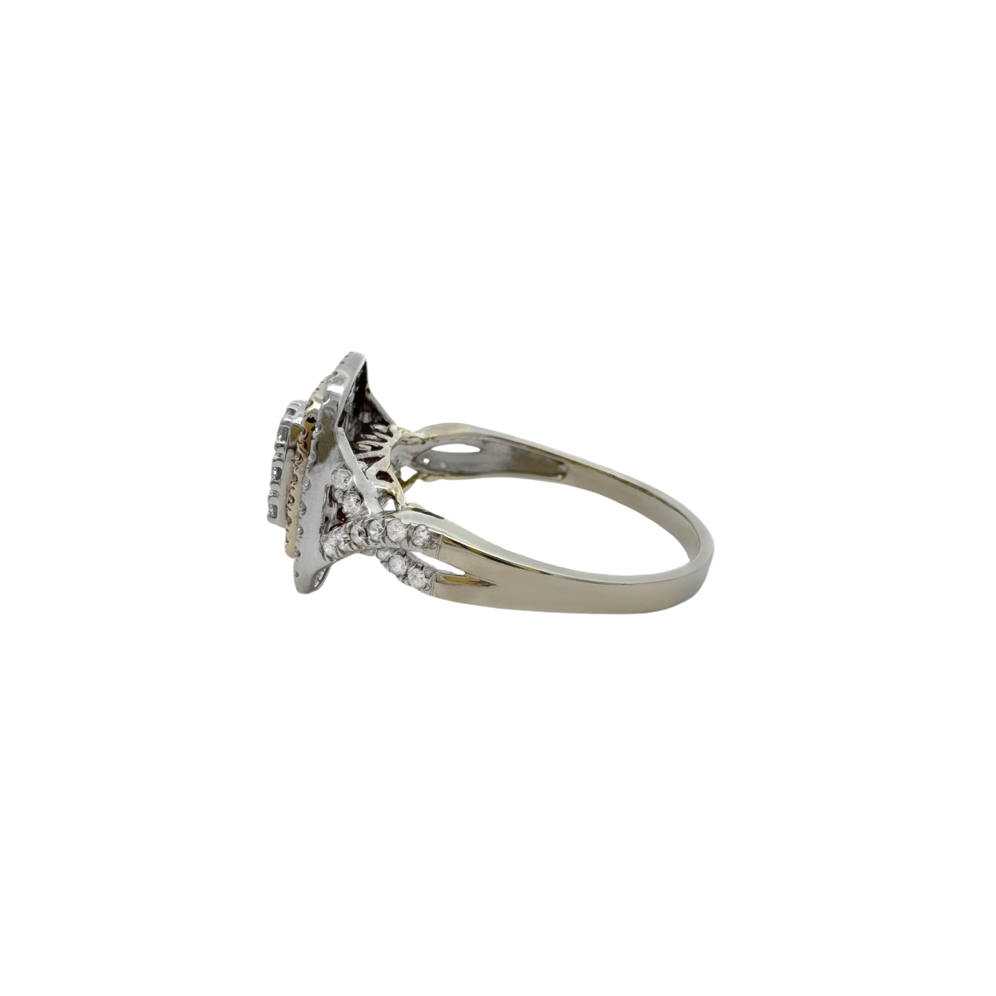 10K Two Tone Gold Diamond Engagement Ring Size 11.5 2.9Dwt