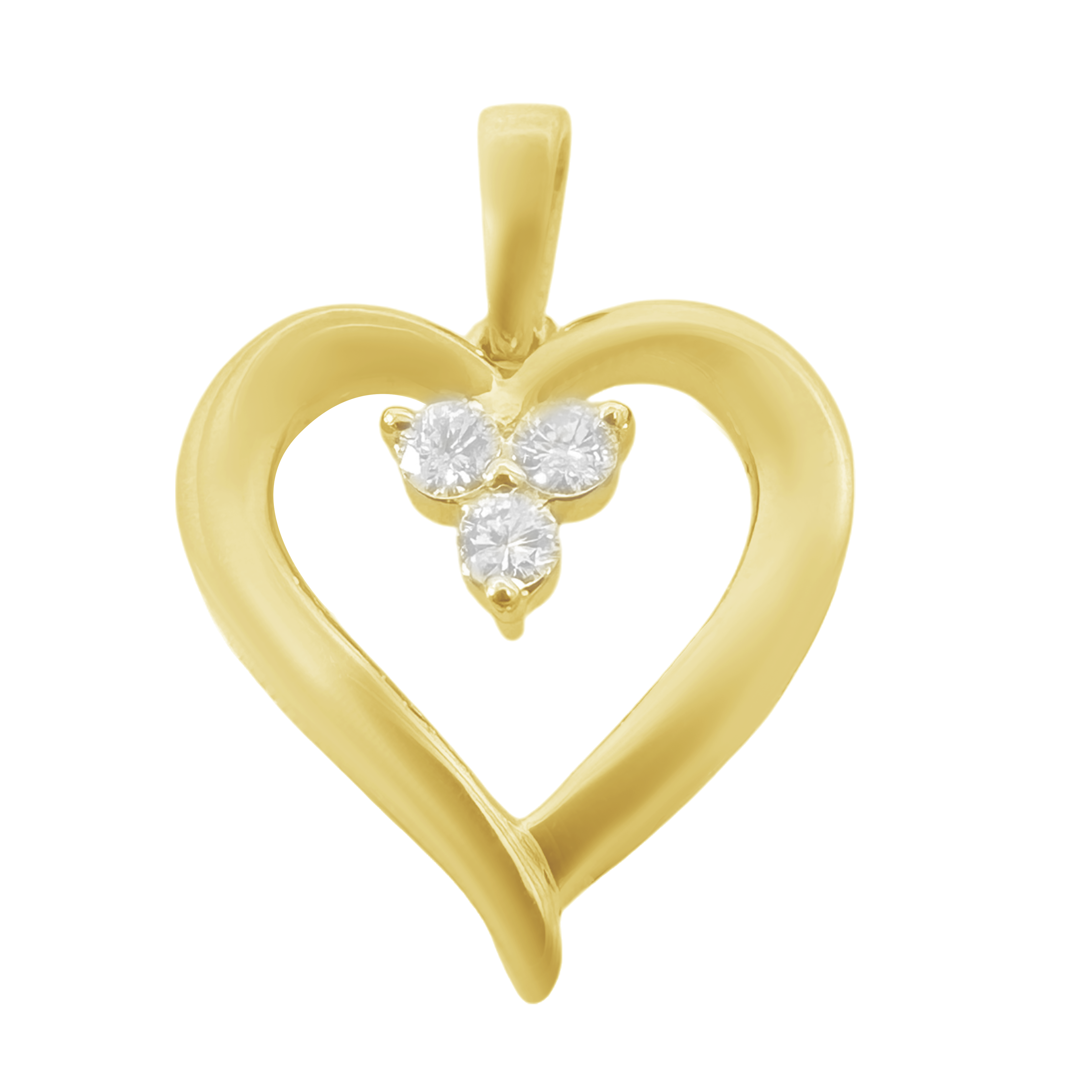 0.12Ctw 14K Yellow Gold Diamond Heart Pendant 1.0Dwt