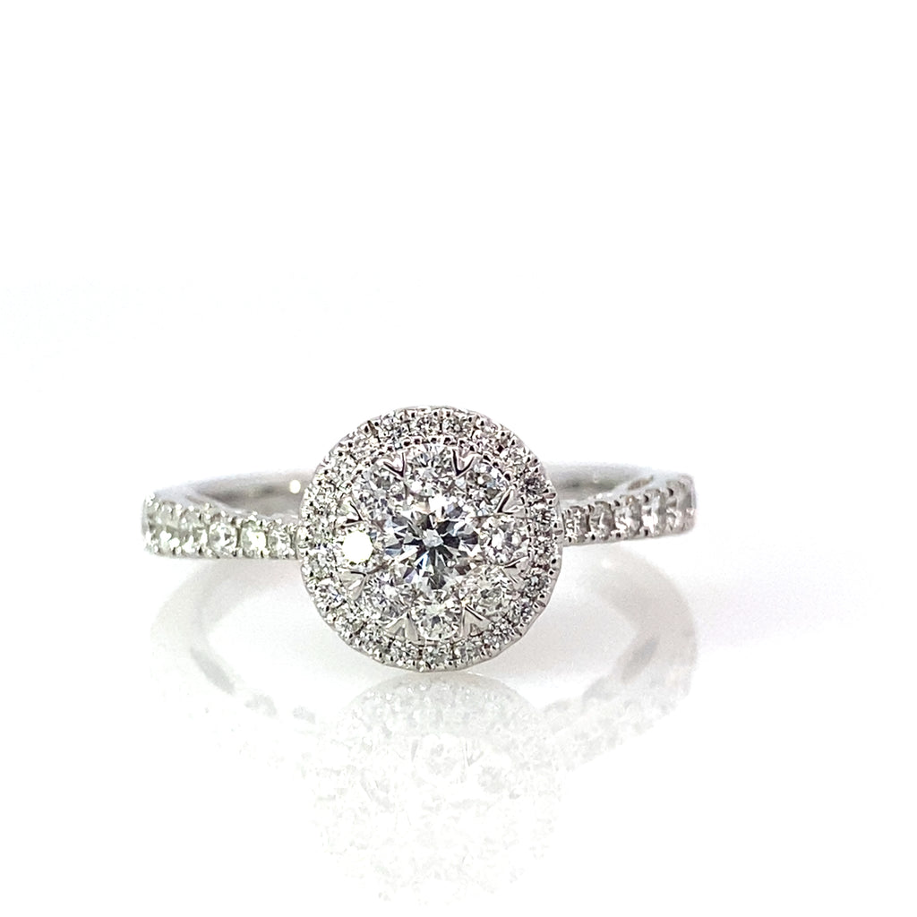 0.75Ctw 14K White Gold Diamond Engagement Ring Size 7.5 2.7Dwt