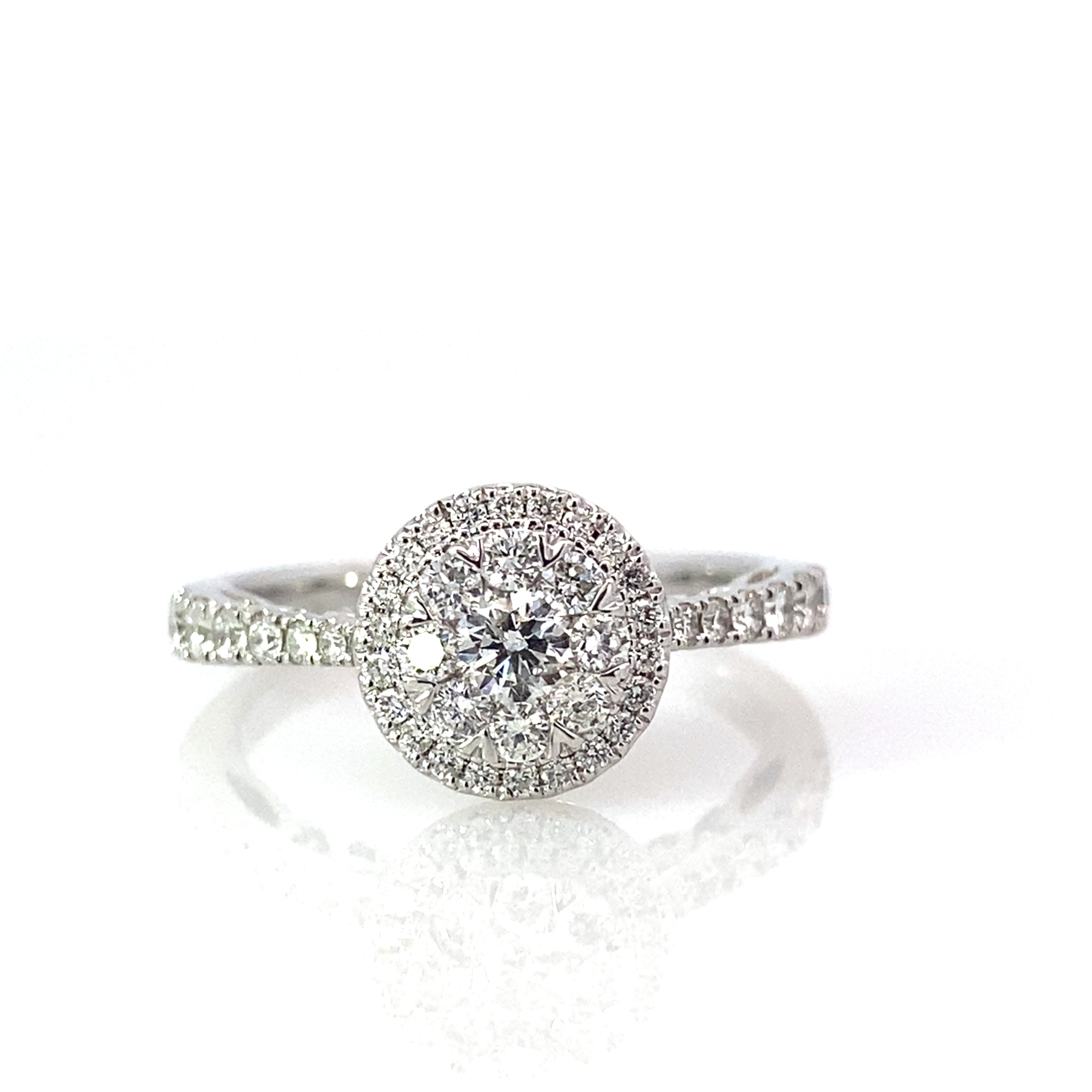 0.75Ctw 14K White Gold Diamond Engagement Ring Size 7.5 2.7Dwt