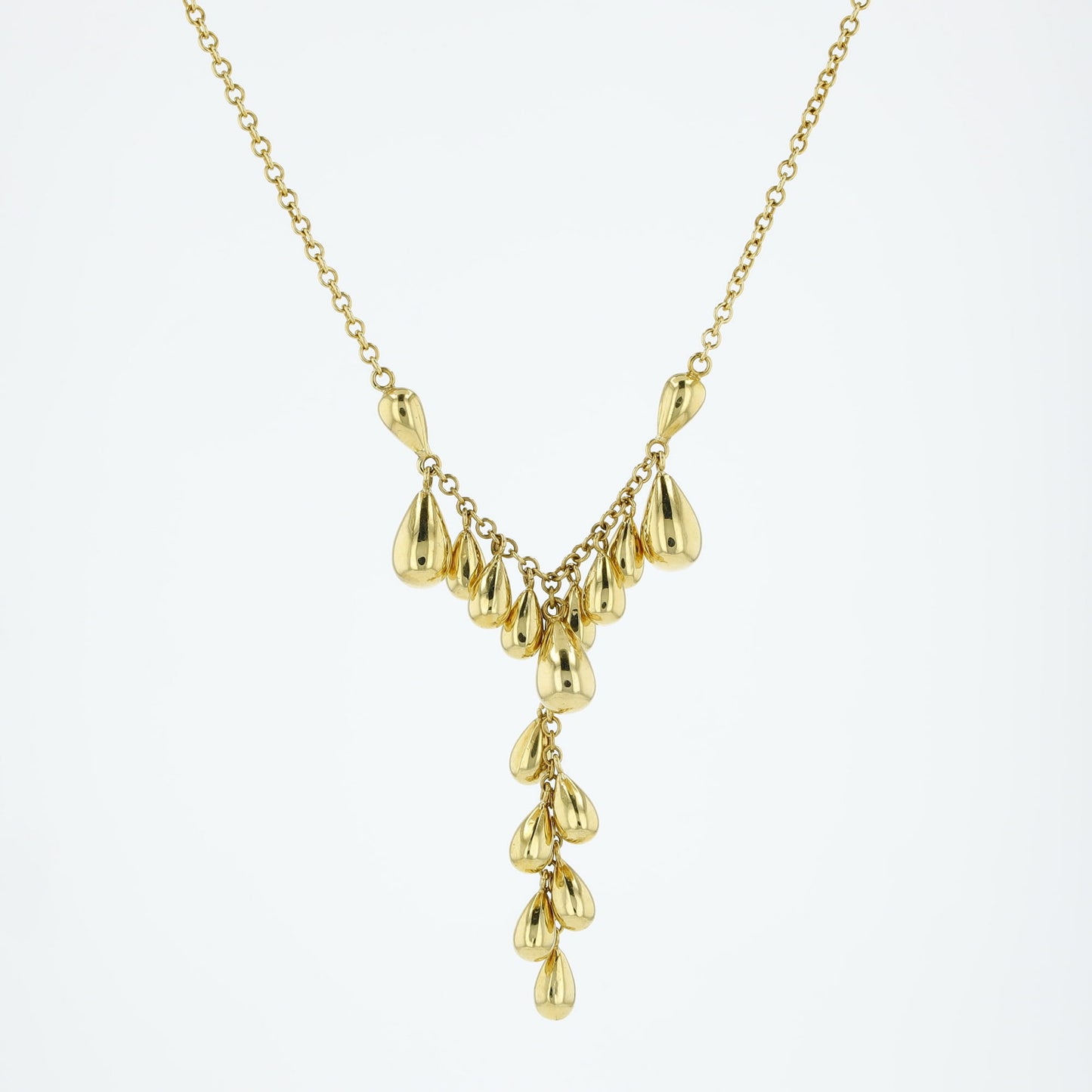 18K Yellow Gold Tear Drops Necklace 16.5 9.3Dwt