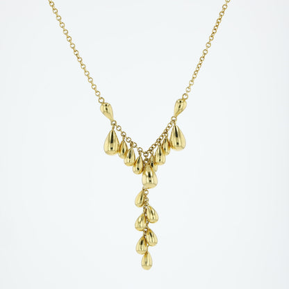 18K Yellow Gold Tear Drops Necklace 16.5 9.3Dwt