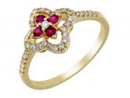 0.20Ctw Diamond & 0.18Ctw Ruby 14K Yellow Gold Ring Size 7 1.6Dwt