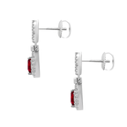 0.20Ctw Diamond 10K White Gold Ruby Center Stud Earrings