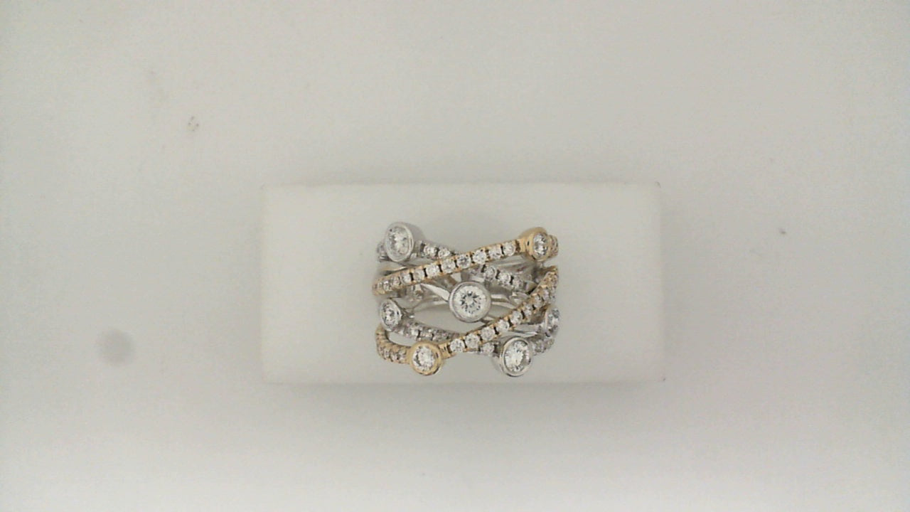 0.43Ct 14K Two Tone Gold Diamond Fashion Ring Size 7  5.0Dwt