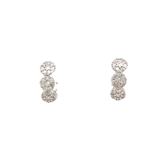 (Uj2)0.24Ctw 14K White Gold Diamond Hoop Earrings 1.0Dwt