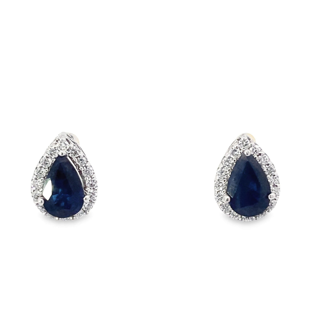 0.18Ctw Diamond 0.86Ctw Sapphire 14K White Gold Stud Ea