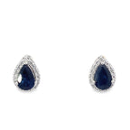 0.18Ctw Diamond 0.86Ctw Sapphire 14K White Gold Stud Ea