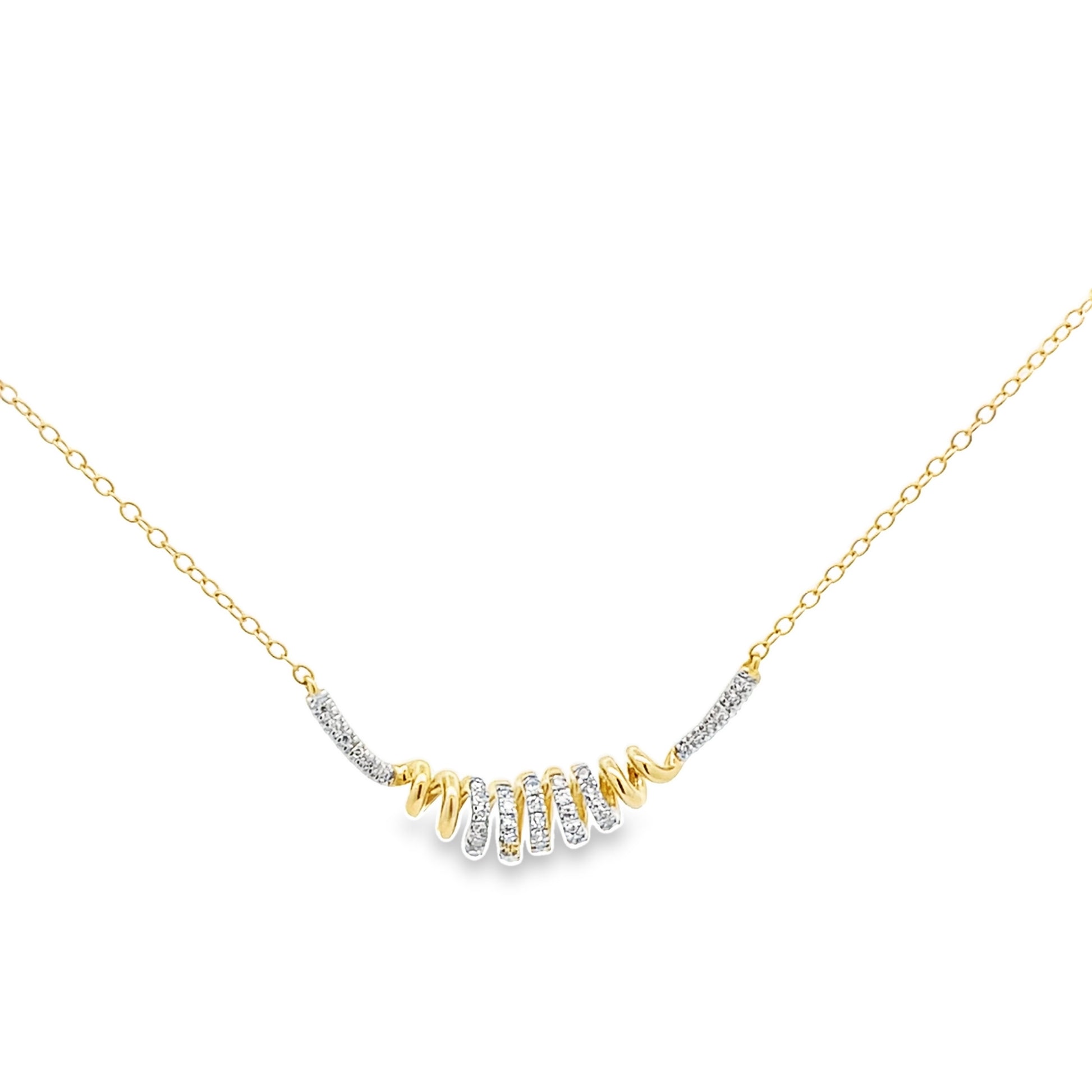0.16Ctw 14K Yellow Gold Diamond Necklace 18In 1.5Dwt