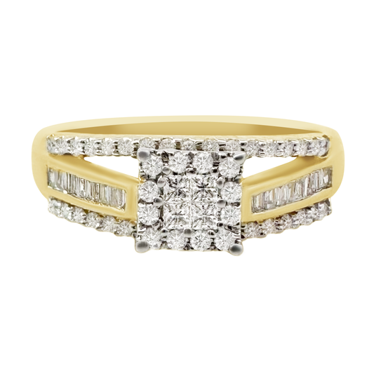0.40Ctw 10K Yellow Gold Diamond Engagement Ring Size 7 1.9Dwt