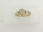 1/8Ctw 10K Yellow Gold Diamond Pear Shaped Promise Ring Size 7 2.1Dwt