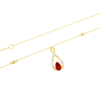 0.17Ct Dia 0.65Ct Ru 14K Yellow Gold Ruby Pendant Necklace 18In 1.8Dwt