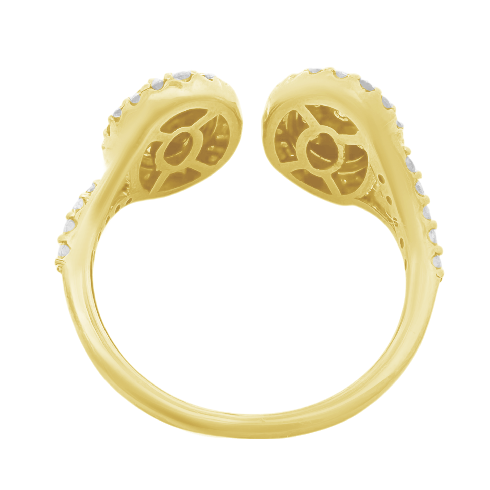 0.80Ctw 10K Two Tone Double Oval Diamond  Fashion Ring Size 7 2.2Dwt