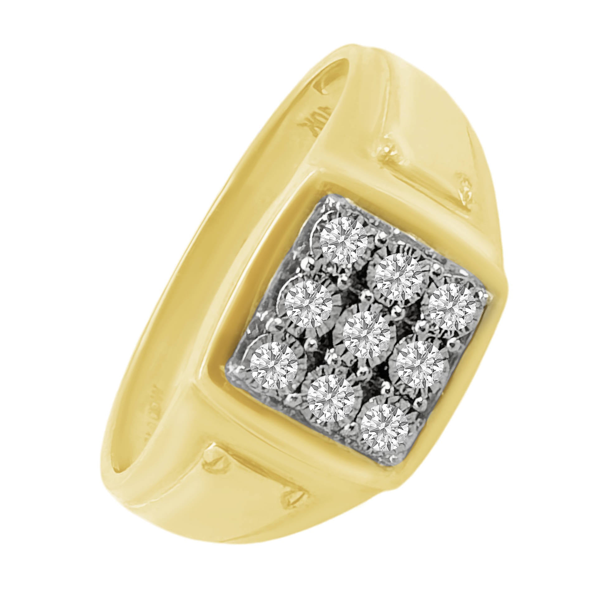 0.15Ct Yellow Gold  Mens Diamond Fashion Rings Size 10 2.2Dwt
