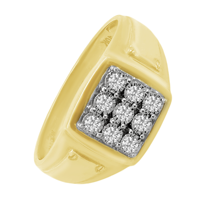 0.15Ct Yellow Gold  Mens Diamond Fashion Rings Size 10 2.2Dwt