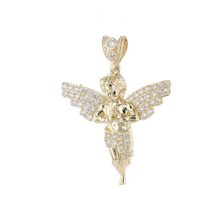 10K Yellow Gold Cz Angel Pendant 4.0Dwt