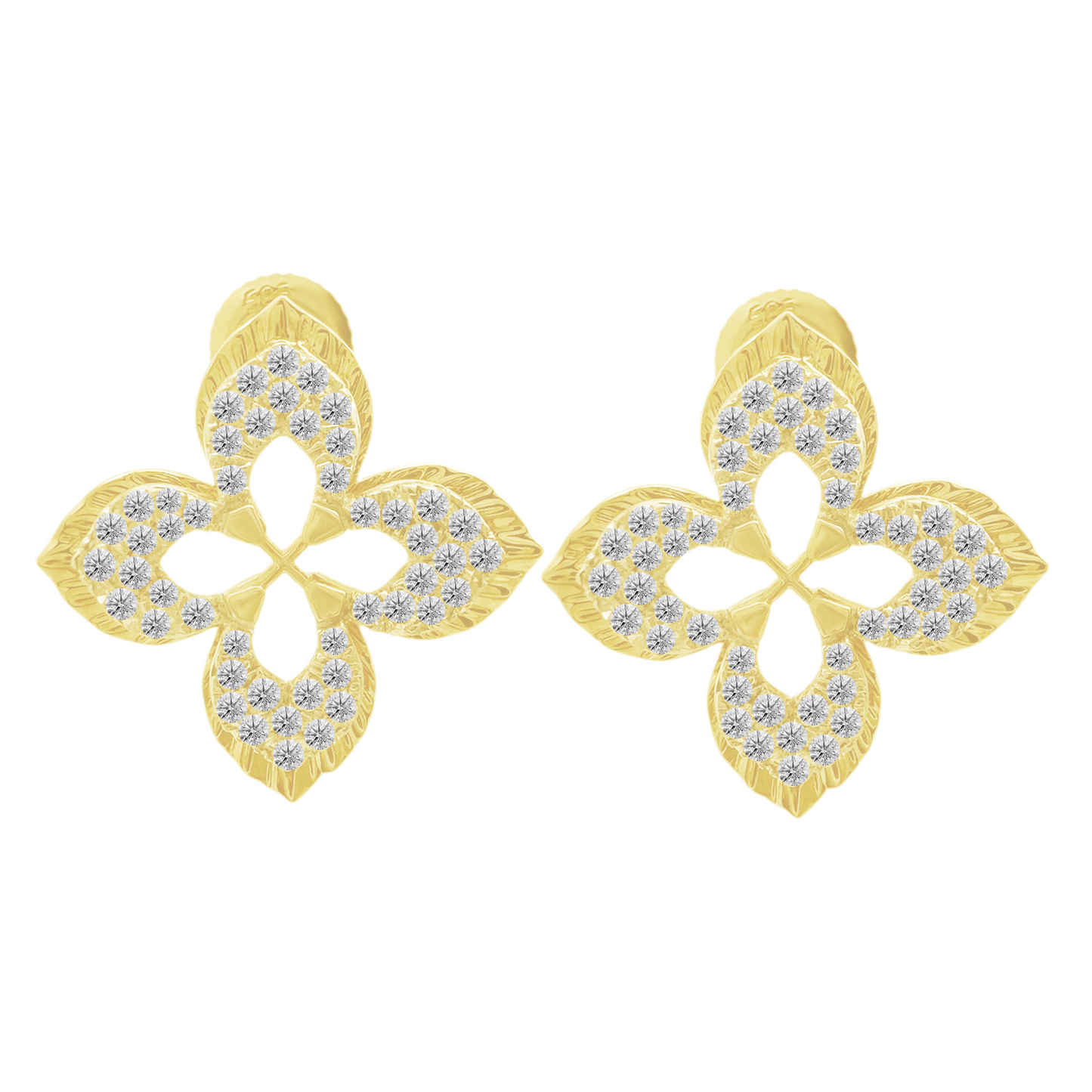 0.20Ctw 14K Yellow Gold Diamond Flower Stud Earrings