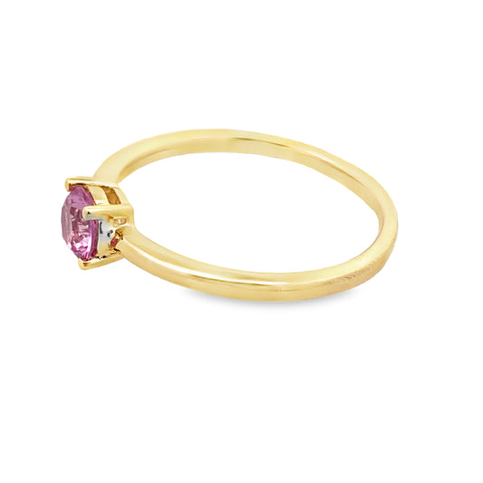 0.43 Psrd/0.03Ctw Dird Pink Sapphire & Dia Ring Size 7 1.2Dwt