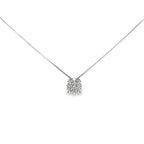 0.33Ctw 14K White Gold Diamond Box Link Necklace 18In 1.3Dwt