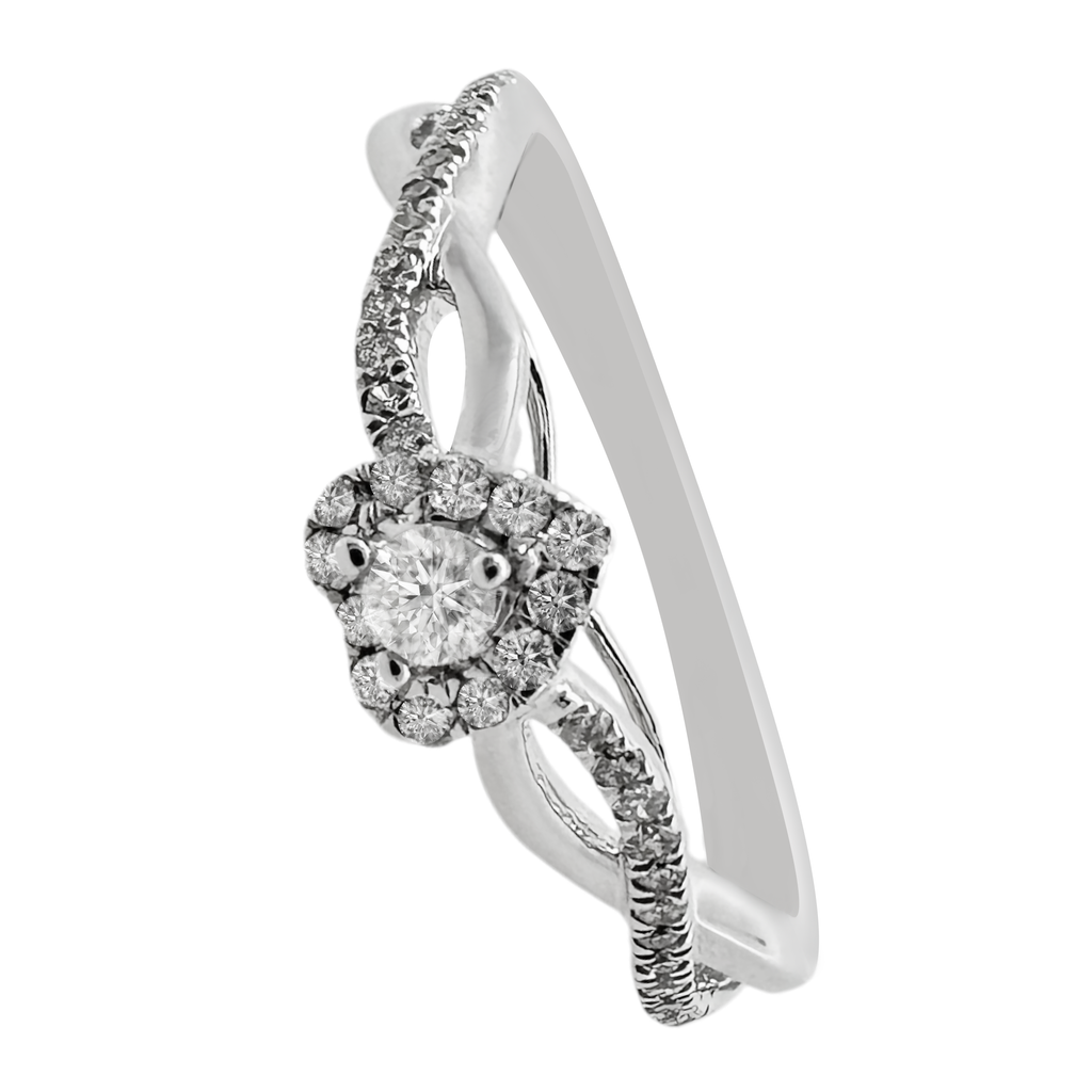 0.20Ct 10K White Gold Diamond Heart Engagement Rings Size 7 1.0Dwt