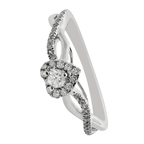 0.20Ct 10K White Gold Diamond Heart Engagement Rings Size 7 1.0Dwt