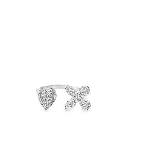 0.45Ctw 14K White Gold Diamond Fashion Ring Size 7 2.2Dwt