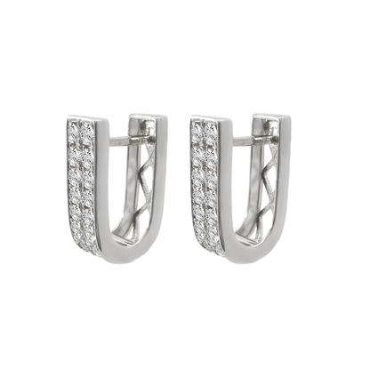 14K White Gold Cz Hoop Earrings 2.5Dwt