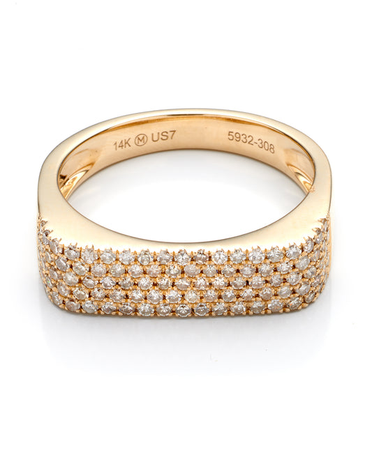 0.52Ctw Diamond 14K Yellow Gold Squared Fashion Ring Size 7 2.2Dwt