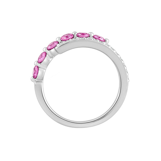 0.75Ctw 14K White Gold Pink & White Lab Grown Diamond Fashion Ring Size 7 2.0Dwt