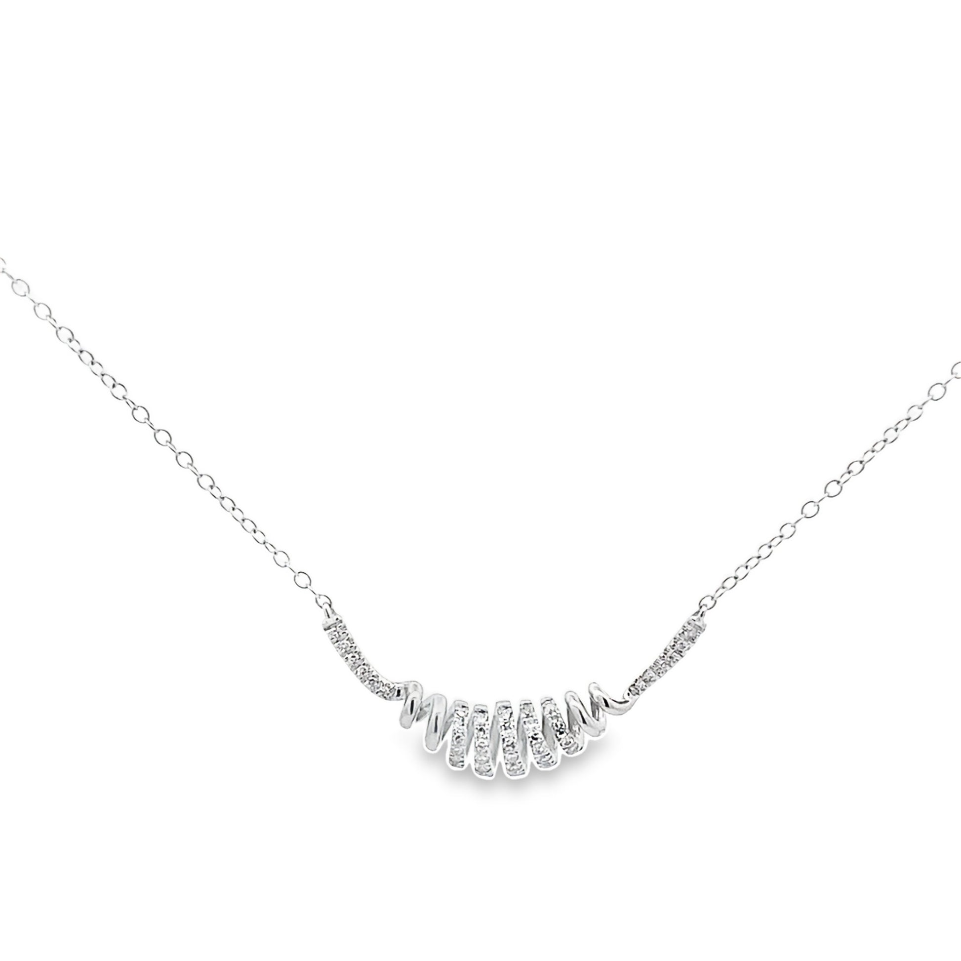 0.16Ctw 14K White Gold Diamond Necklace 18In 1.5Dwt