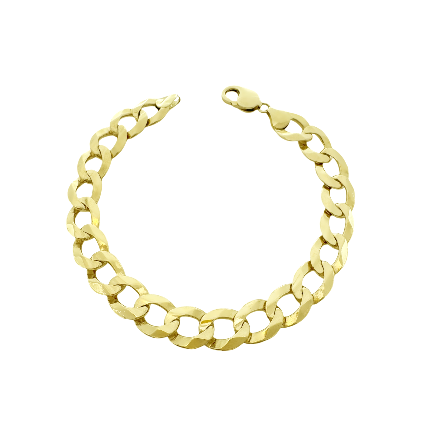 14K Yellow Gold Italian Curb Link Bracelet 10.5Mm 9In 19.0Dwt