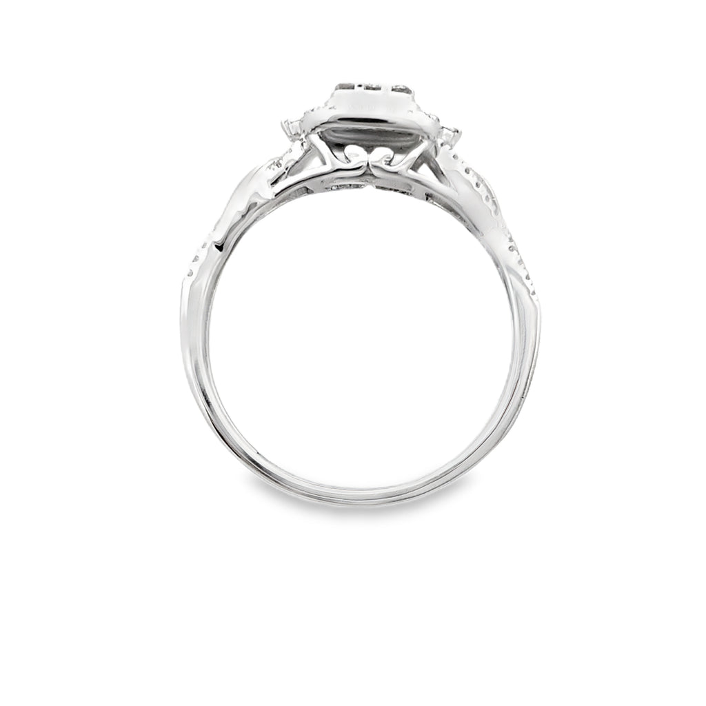 0.25Ct 14K White Gold Diamond Engagement Ring Size 7 1.6Dwt
