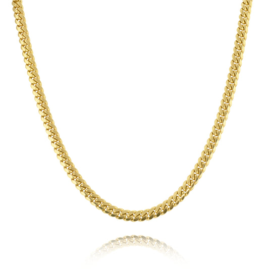 14K Yellow Gold Triple Clasp Cuban Link Chain 8Mm 26In 91.0Dwt