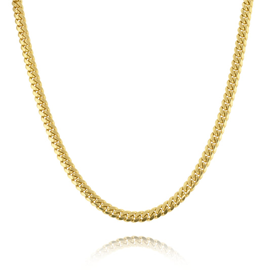 10K Yellow Gold Triple Clasp Cuban Link Chain 9.5Mm 26In 120.9Dwt