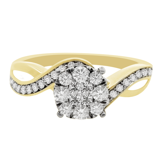 0.40Ctw 10K Yellow Gold Diamond Engagement Ring Size 7 2.4Dwt