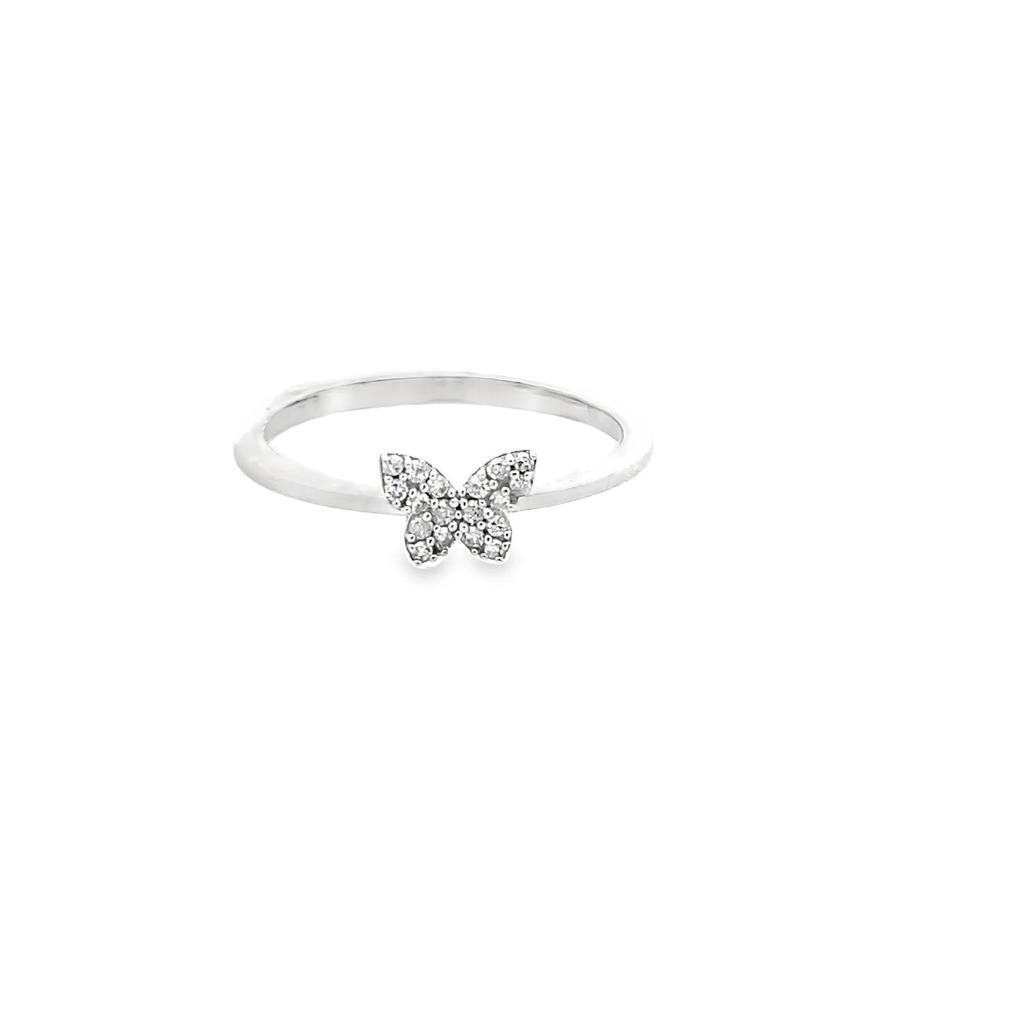 0.10Ctw 10K White Gold Diamond Butterfly Ring Size 7 1.1Dwt