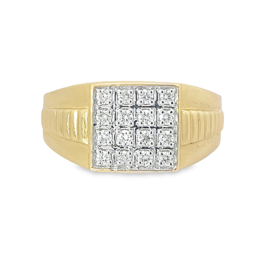 0.35Ctw 14K Yellow Gold Mens Diamond Fashion Ring Size 10 4.