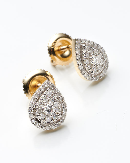 0.31Ctw 14K Yellow Gold Diamond Pear Stud Earrings
