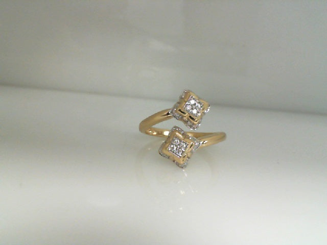 0.20Ctw 14K Yellow Gold Ladies Diamond Bypass Ring Size 7 1.