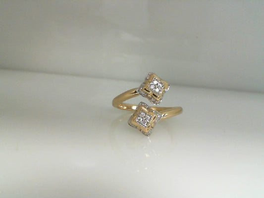 0.20Ctw 14K Yellow Gold Ladies Diamond Bypass Ring Size 7 1.