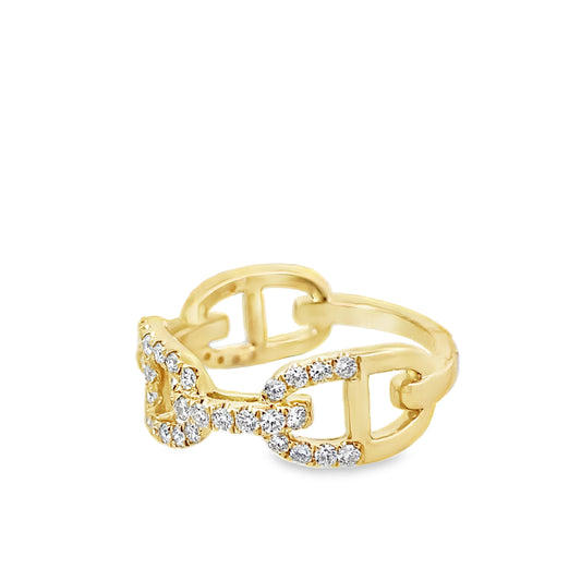 0.54Ctw 14K Yellow Gold Diamond Link Ring Size 7 2.2Dwt