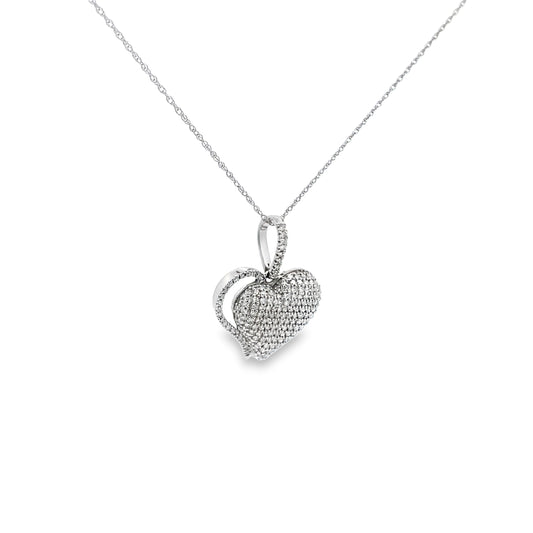 0.50Ctw 14K White Gold Diamond Heart Pendant Necklace 18In 1.7Dwt