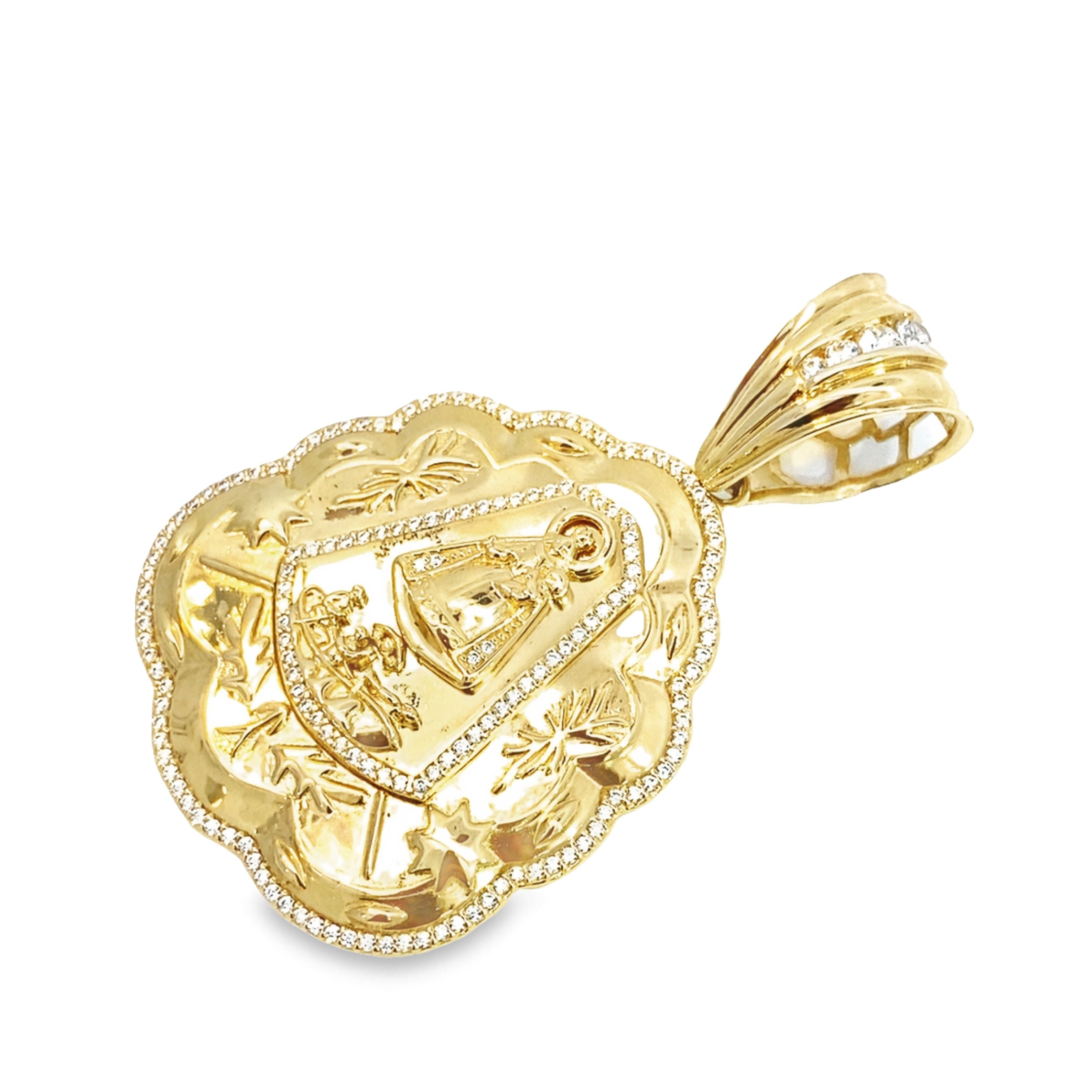 14K Yellow Gold Caridad Del Cobre Pendant 8.6Dwt