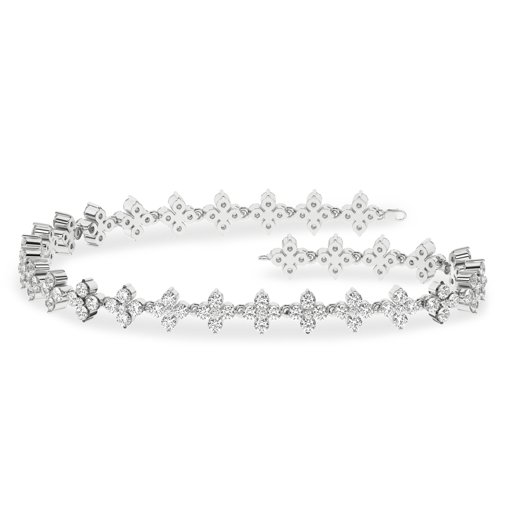 3.00Ct 14K White Gold Lab Grown Diamond Petal Style Bracelet 7In 5.5Dwt